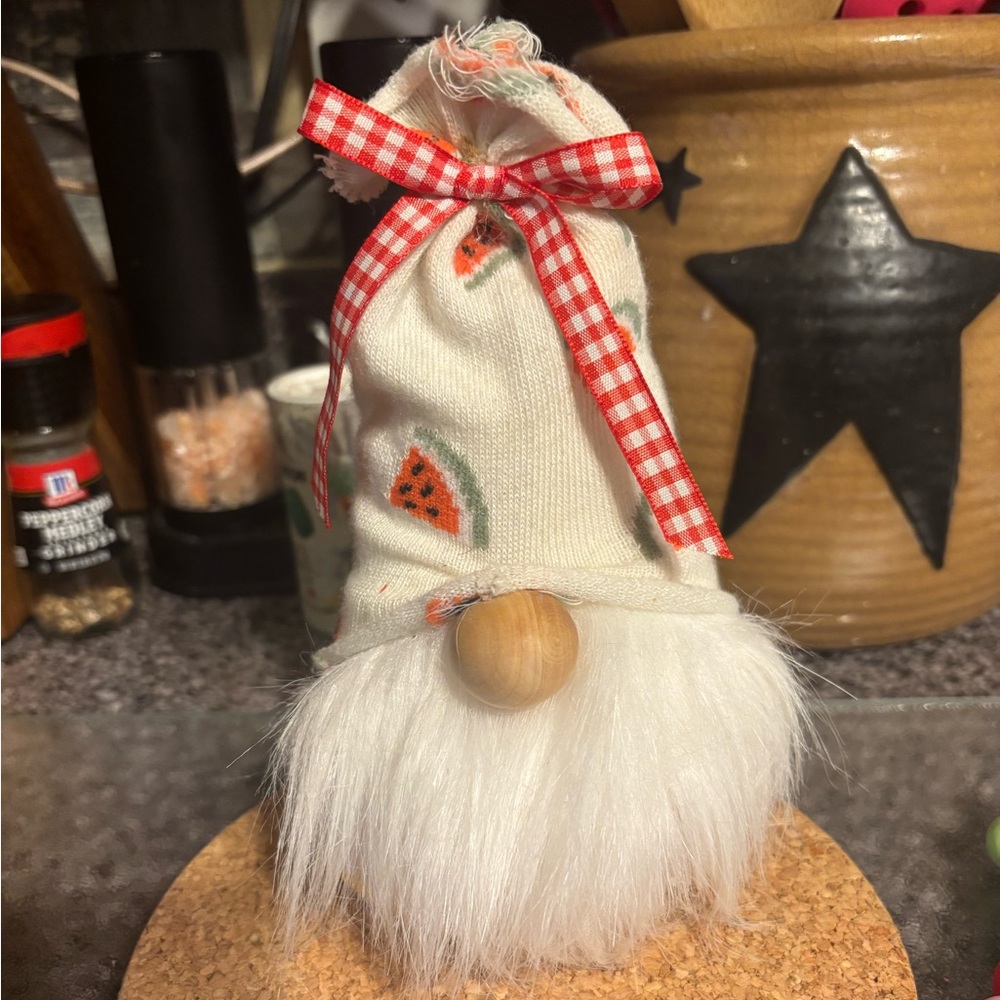 Handmade watermelon tier tray decor gnome